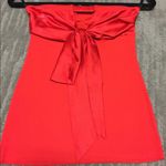 Bebe XS women red strapless top keyhole and bow shiny straps on bust area Photo 0