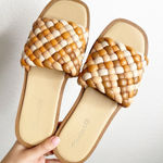 Madewell  The Suzi Slide Sandal in Multi Woven Leather Brown Sandals Size 6.5 Photo 0