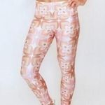 GOLDSHEEP Leggings SZ Medium Tone It Up TIU Collab Retro Print Pink Orange NWT Photo 0