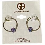 Giani Bernini NEW HOOP EARRINGS 1" Aurora Borealis Crystal Ball Sterling Silver Photo 2