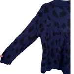 Kate Spade Leopard Print Mock Neck Fuzzy Alpaca Wool Sweater Navy Size Medium Blue Photo 9