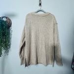Aerie NEW  Womens Open Knit Oversized V-Neck Sweater Medium Y2K Tan Minimalist Photo 3