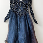 Handmade Vtg 80s Black Gold Burnout Velvet Floral Formal Dress Size S/M Gothic Glam Witch Photo 0