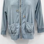 Juicy Couture Terry Cloth Y2K 2000s Zip Up Jacket Hoodie Top Blue Medium Logo Photo 3