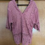 XCVI Mind Set by  Mauve Lace Overlay Blouse Cover Up Size Small Photo 0