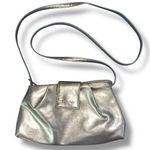 Calvin Klein Womens Faux Leather Evening Bag Crossbody Purse Metallic Gold Photo 0