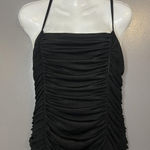 Club L London Dress Womens 10 Black Ruched Bodycon Midi Spaghetti Strap Made UK Photo 1