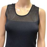 Ann Taylor  Black Mesh Top Fit Flare Zip Side Sleeveless Midi Dress Womens Small Photo 1