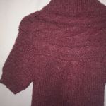 Free People  XS Wine Berry Puff Sleeve Big Knit Cardigan Sweater Photo 3