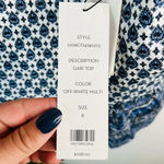 Veronica Beard Gari Cotton Peplum Paisley Print Top Blue White Button Back Sz 8 Photo 6