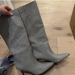 ZARA Silver Rhinestone Heeled Knee High Boots Heels Photo 8