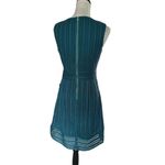 J.Crew Striped Green Dress Eyelet Fit &Flare Size 4 V Neck Lined Corporate Core Photo 4