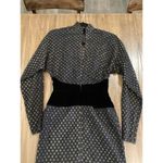 Fernando Sanchez Vintage brocade eyelet Long Sleeve black gold midi retro Dress Size XS Photo 12