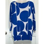 Susan Graver  Blue White Abstract Circle Print 3/4 Sleeve Top Women Size M Photo 5