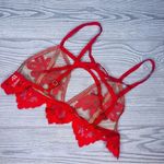 For Love & Lemons  skivvies red lace appliqué sheer strapy bralette lingerie to Photo 7