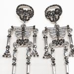 Halloween. Rhinestone Silver Skeleton Earrings. Photo 4