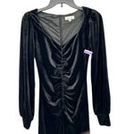 Mila Mae Black Velvet Long Sleeve Ruched Bodycon Party Gown Dress Size XS NWOT Photo 4