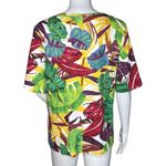 Chico's Shirt Womens Large Green Yellow Botanical Print Colorful Tropical Cruise Photo 3