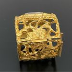 Trifari Vintage  Jon Bailey Sculptured Goldtone Wide Cuff Wind Up Watch Bracelet Photo 5