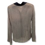 Papaya  Blue Medallion Plisse Print Button Front Sheer Blouse Small Photo 1