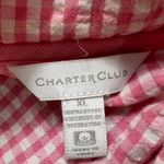 Charter Club  Gingham Top 100%‎ Cotton Embroidered Pocket Short Sleeve Button  XL Photo 4