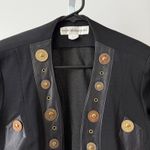 VTG John Murrough sz S Black Leather Trim Beaded Punk Festival Cropped Jacket Photo 1