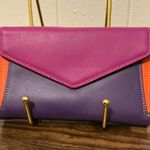 A Very HTF Rare Vintage Style Leather Multicolor Mywalit Snap ID Wallet Pink Photo 0