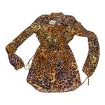 LITA by Ciera womens small cheetah swirl silk shirt dress cute lux mini open sle Black Photo 1