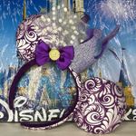 Disney parks filigree Jubilee purple velvet glitter crown feathers Minnie ears Photo 0