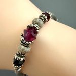 Sterling Silver Estate Crystal Toggle Bracelet
7.75 Inches Long Photo 4