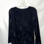 VTG Dress Black Velvet Burnout Size 10 Rose Print Shift Y2K 90s Long Sleeve 1806 Photo 6