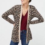 J.Crew  Leopard Cheetah Print Long Open Front Cardigan Size Medium Cotton Photo 0
