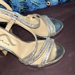 Nina  Size 8 Silver Strappy Chunk Heels Photo 1