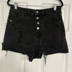 ZARA  Black Multi Button Jean Shorts Size‎ 6 Photo 0