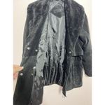 Vintage Black Suede Leather Jacket Coat Zip Up Womens Size M Gitano Fur Colar Size M Photo 7