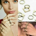 Free People NWOT  aged gold shapes stacking rings stackable minimal geometric Photo 1