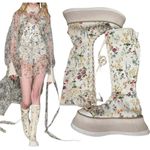 Max Mara White Floral Print Knee High Lace Up Platform Boots Size 39 size 8 Photo 2