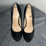 Attention  Black Peep Toe Suede Heels - Size 6 Photo 4