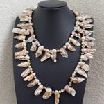 Genuine Freshwater Blister Pearl Freeform Top Drilled 36” Long Necklace 160g. Photo 7