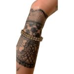 Rhinestone Stretch Cuff Bracelet Gemstones Silver Tone Bling Glam Photo 5