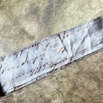 Poetry Gray Silver  Print Skinny Silk Scarf Photo 6