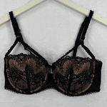 Adore Me 36DD Black Lace Balconette Bra Nude Lining Strappy Detail Photo 0