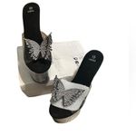 Butterfly dancer Heels Size 41 NEW CLEAR BLOCK SLIDE. Black Photo 3