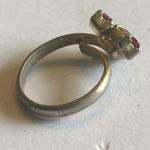Vintage Adjustable Gold Tone Red CZ Rhinestones Dainty Retro Ring Photo 6