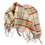 Cashmere Plaid Rainbow Candy Colorful Boho Rectangular Plaid Fringe Scarf Pink Photo 3
