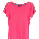 Ralph Lauren A3‎ Lauren  Pink Knit Top Bronze Button Detail - Size M Photo 0