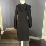 Women’s Black Long Sleeve Midi Pencil Dress with Bow Detail Size S NEW Photo 0