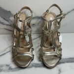 Diane Von Furstenberg  Women's Gold Silver Metallic Jeanette Nappa Heels Sz 8.5 Photo 2