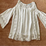 Solitaire SWIM White Cold Shoulder Tunic Cover-Up Lace Inserts Size M Photo 0