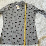 Karen Scott  Cat-Print Cotton-Blend Mockneck Top long sleeve Gray size Pet Medium Photo 5